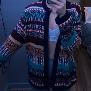 reversible grandma sweater with sweater chain